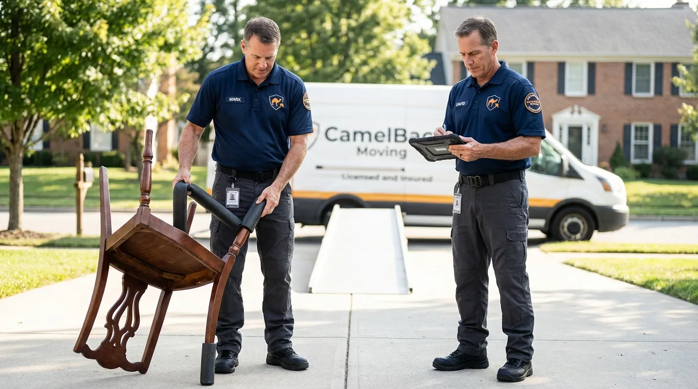 Movers inspecting furniture for damage prevention before loading in Barbourville, KY