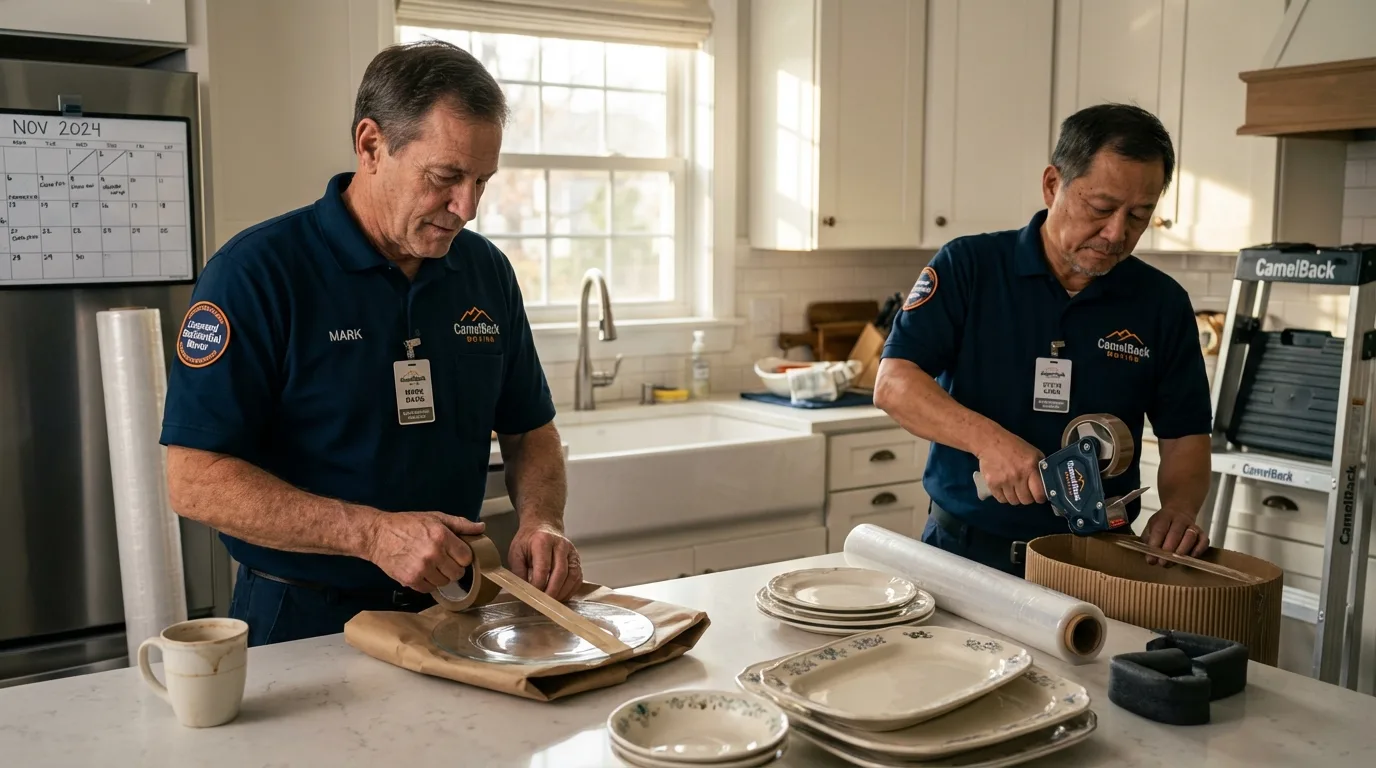 Professional crew packing kitchen dishware in Barbourville, KY